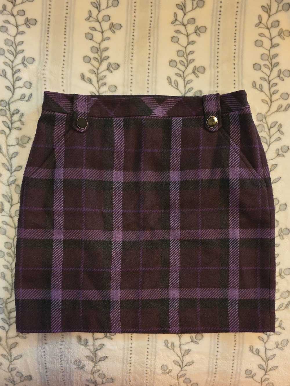 LOFT Purple Plaid Mini Skirt
